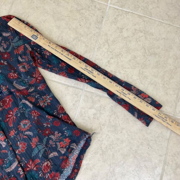 William Rast Blouse top Women's size L Lace-Up Henley Boho LS distressed raw hem - Picture 11 of 13